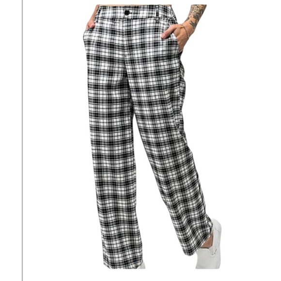 Empyre Pants - Empyre Women's Casual‎ Tartan Plaid Check Pants Inseam 28